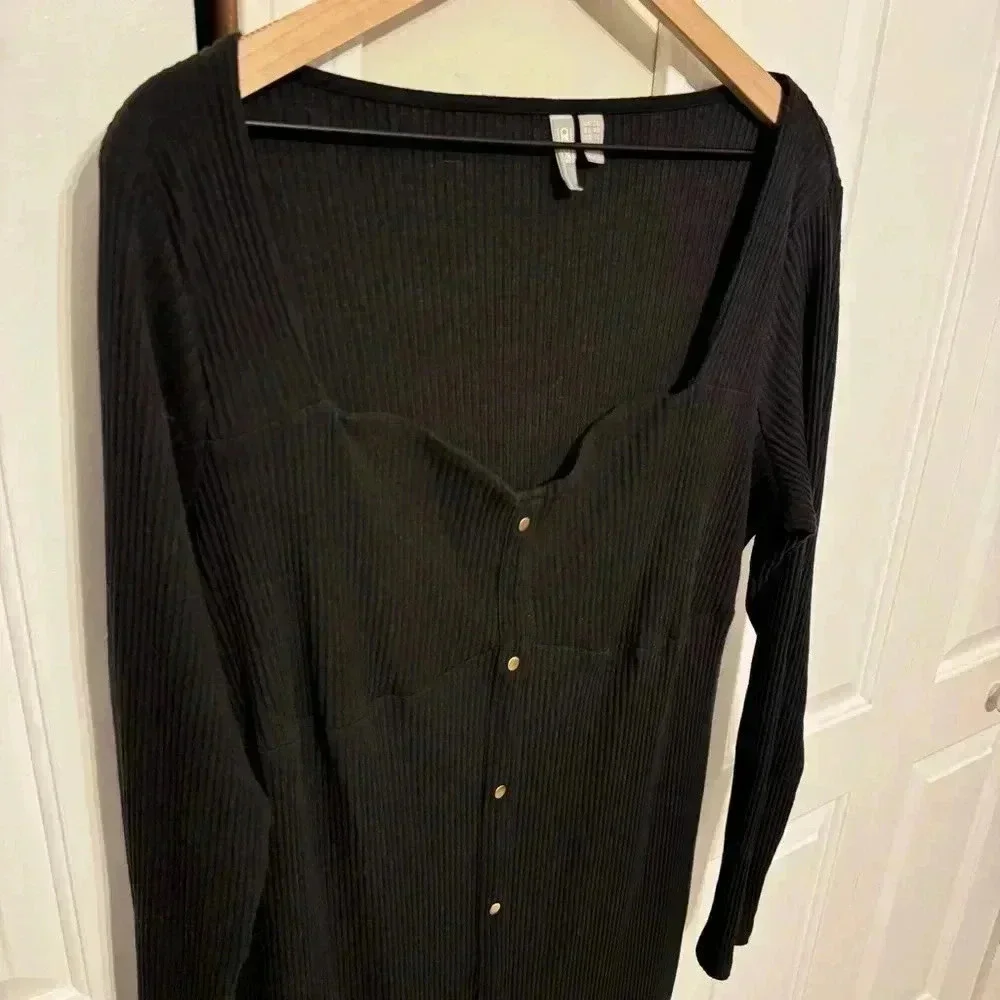 ASOS Black Maxi Dress With Square/Sweetheart  Neckline & Slits Women’s Size 16 - Picture 2 of 12